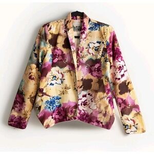 Vintage Costa Blanca Floral Multicolor Lightweight Blazer Size S  Boho